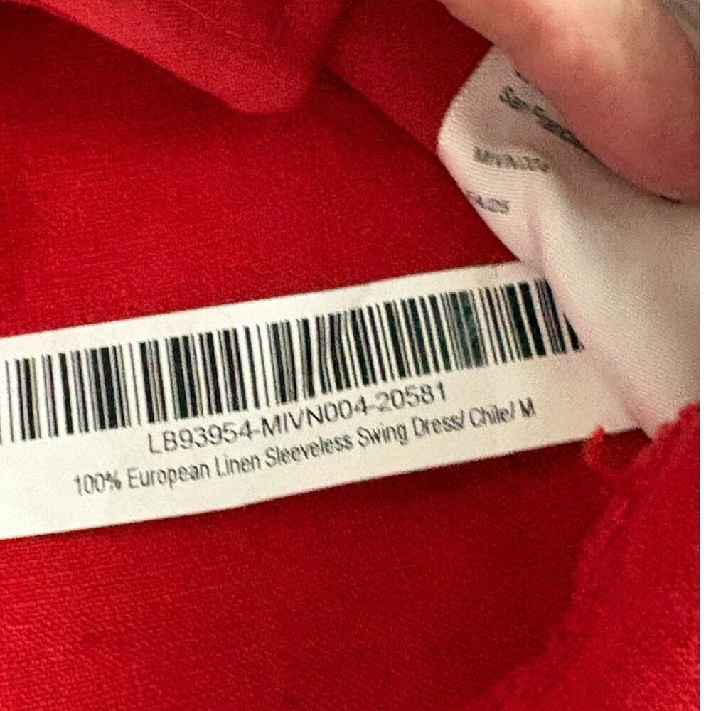 Quince European Linen Sleeveless Swing Dress Size Medium Color Chile Red Pockets - Picture 4 of 5